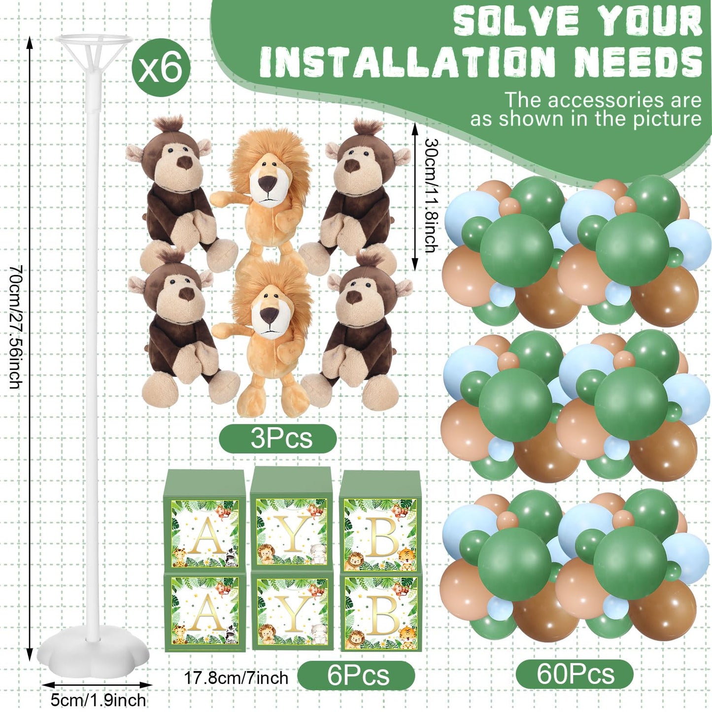 Lenwen 6 Sets Baby Letter Boxes Decorations Table Centerpieces for Baby Shower Gender Reveal,Bear Stuffed Animals Balloon with S