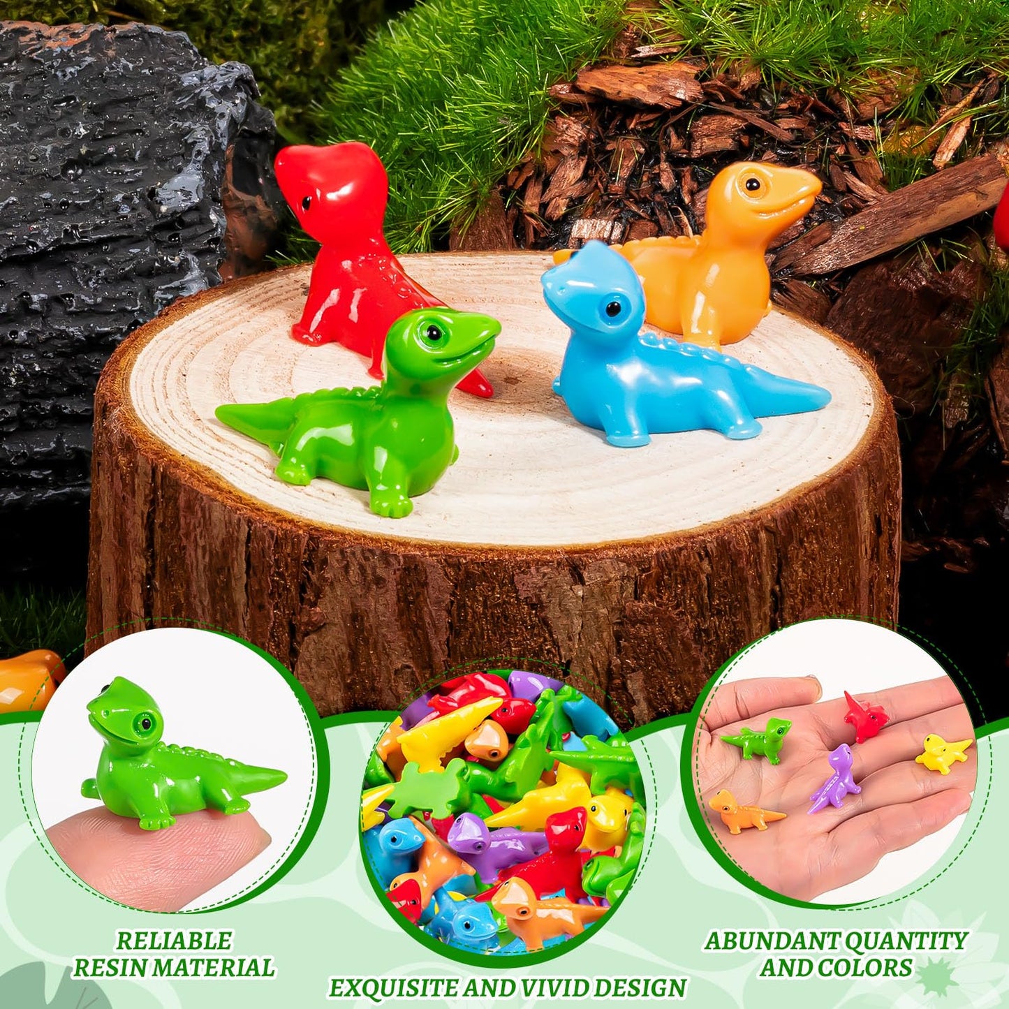 Sywhxy 200Pcs Mini Resin Lizards Colorful Tiny Lizard Figurines For Dollhouses, Cute Mini Resin Lizards Bulk For Diy Micro Moss