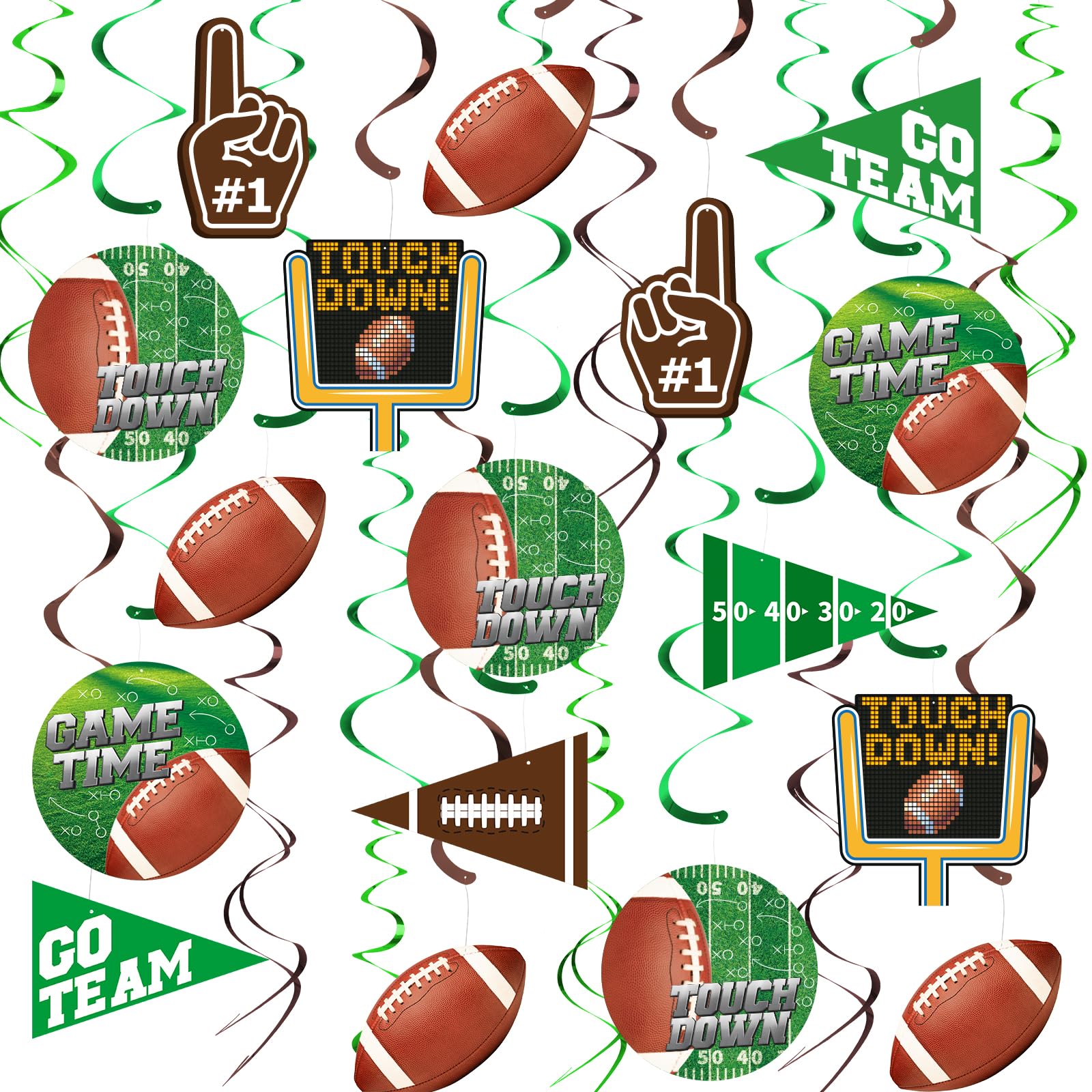 30 Pieces Football Party Decorations Football Hanging Swirl for Football Birthday Party Football Game Day Tailgate Party Supplie