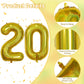 40 Inch Laser Gold 20 Balloons, Xxl Globos Dorados Self Inflating Number 20 Mylar Balloon For Women 20Th Birthday Party Decor, F