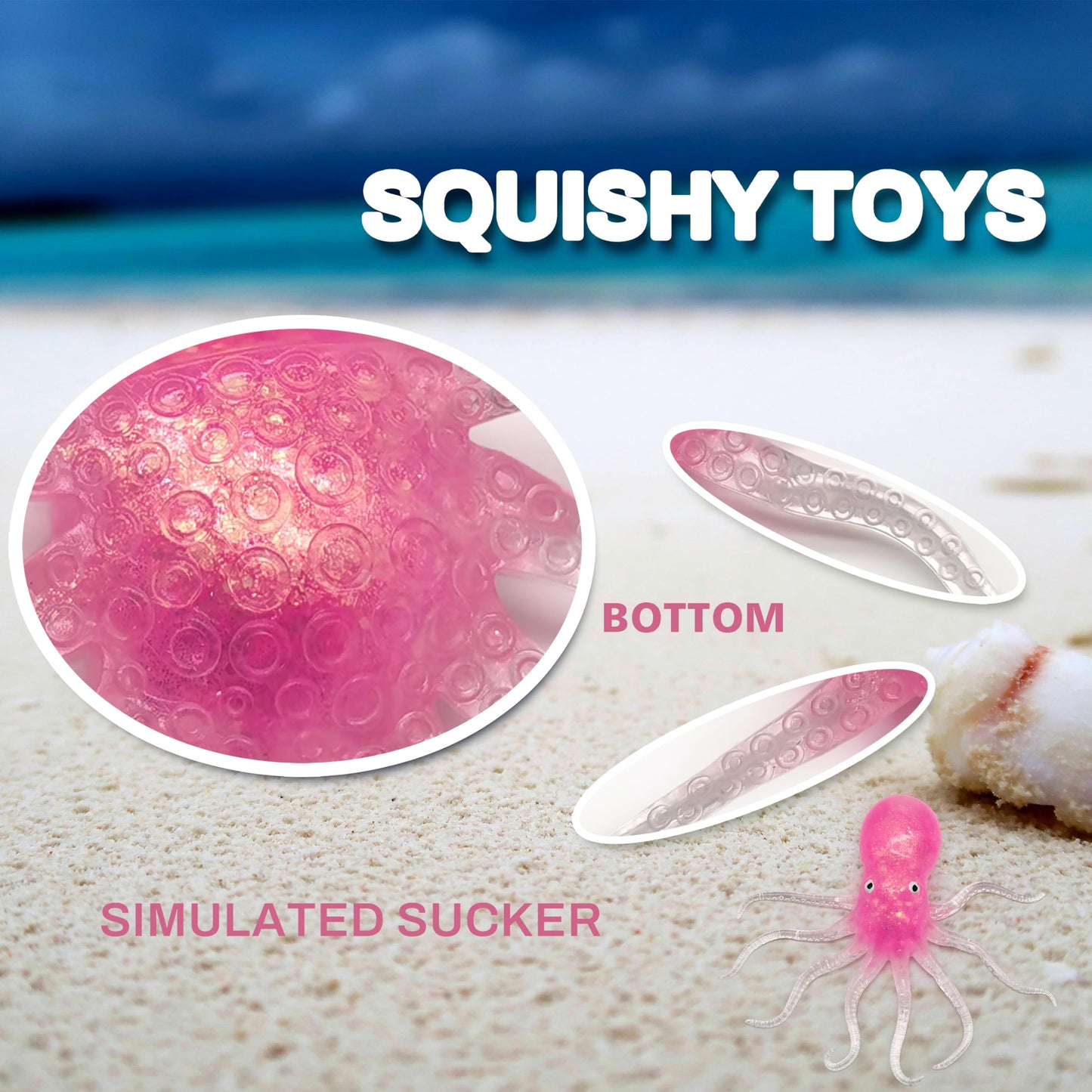Ztatu Octopus Squishy Toys, Stress Balls For Kids (1Pcs) Glitter Octopus Sensory Squishy Balls For Kids, Sea Animals Party Favor