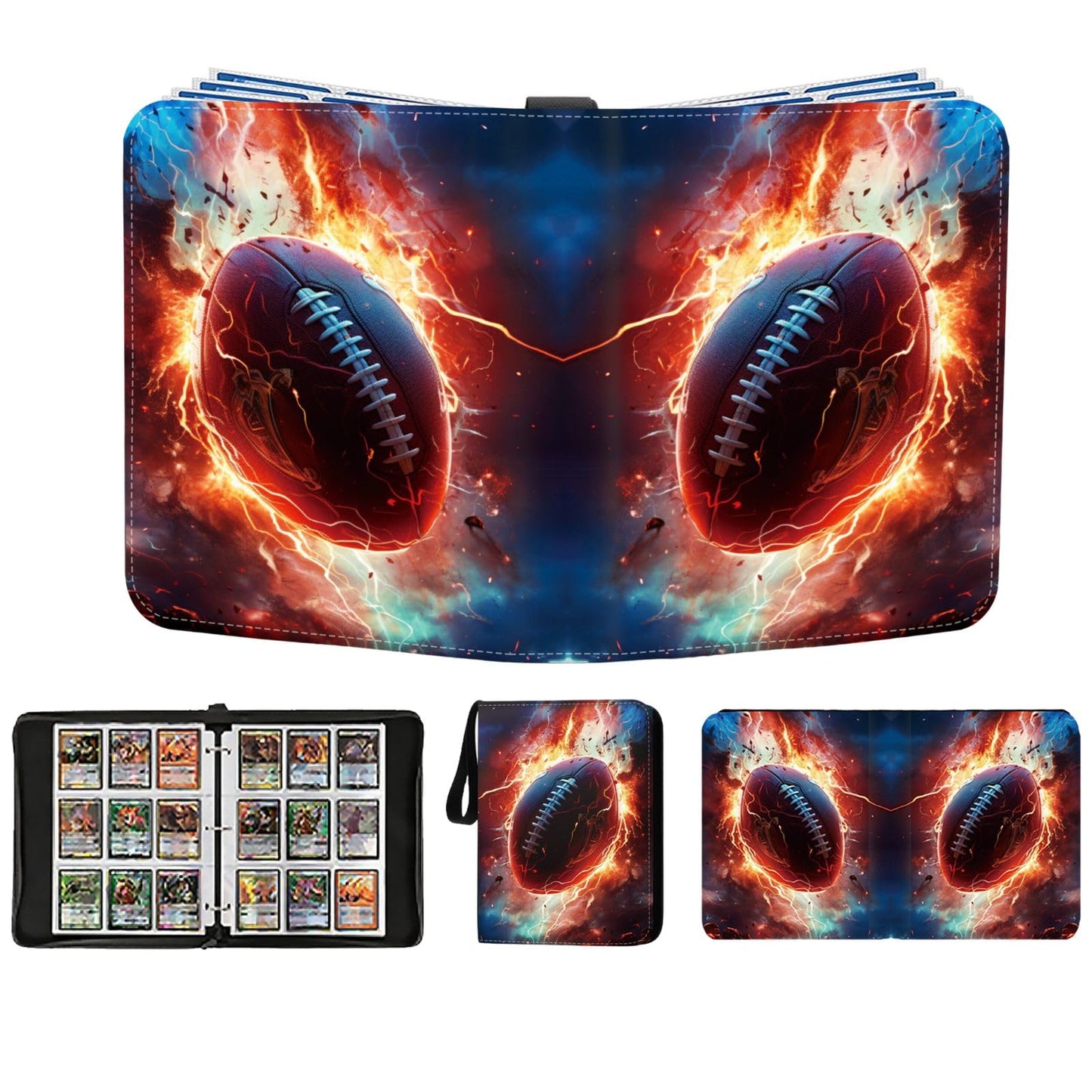 2025 Football Card Binder Trading Card Binder Holder 900 Pockets  Fits 900 Cards with 50 Removable Pages  Football Card Gifts Collector Album with Zipper Storage Display Case
