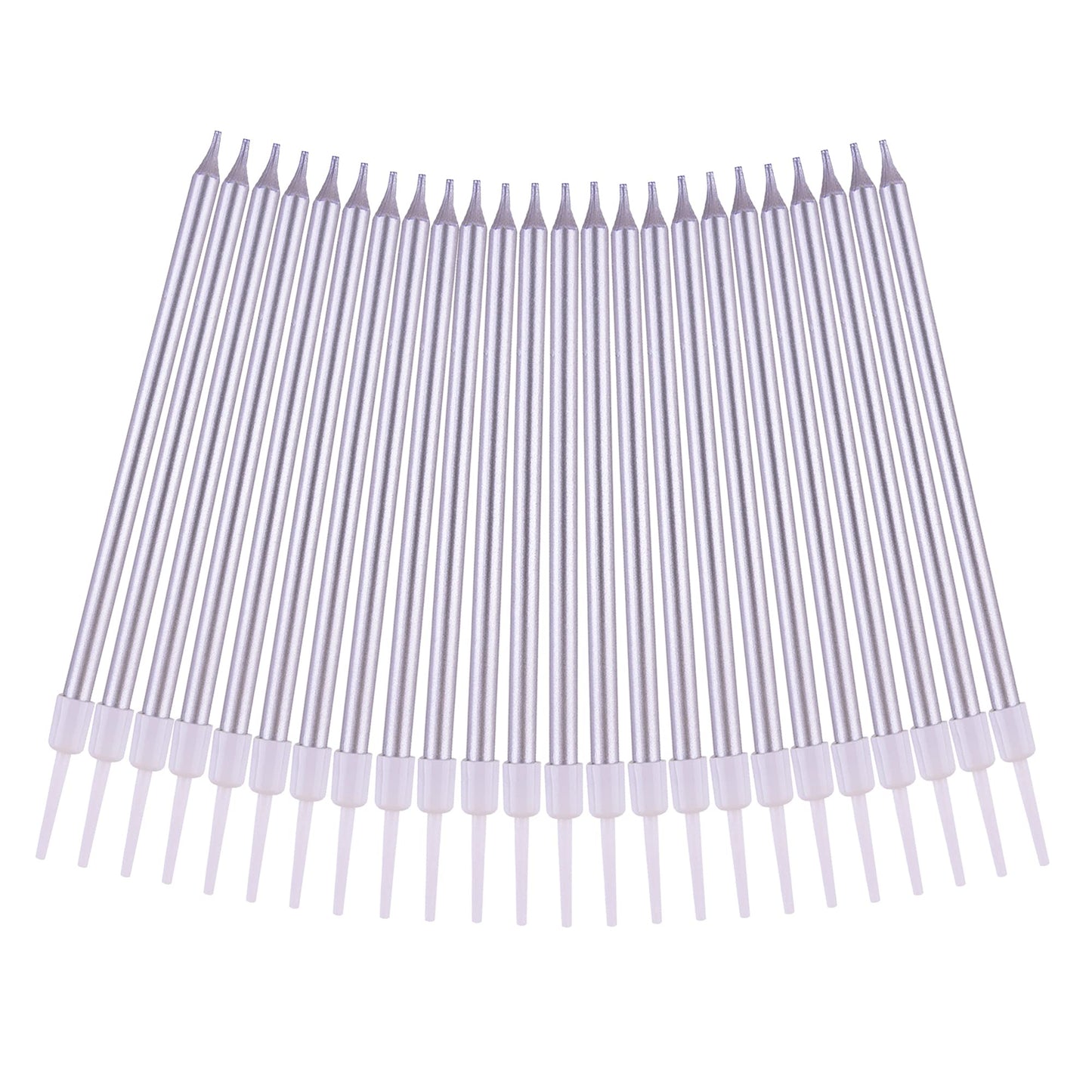 CAKE CODE 24-Count Silver Long Thin Birthday Candles, Cake Candles, Birthday Parties, Wedding Decorations, Party Candles