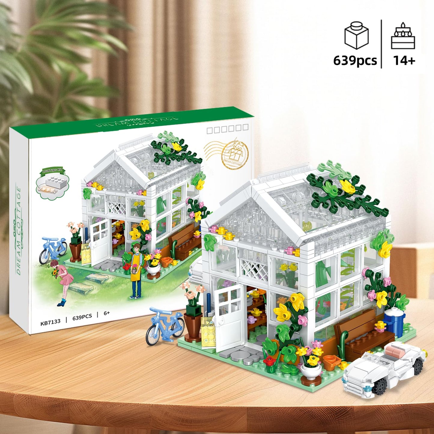 QLT White Flowers House Building Set  Compatible with Lego Flower Friends House Create Elegance and Warmth Environment  Greenhouse Building Toy  Nice Gift for Boys  Girls and mature-themed (639 Pcs)
