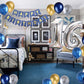 16Th Birthday Party Decoration For Boys, Happy Birthday Banner Blue Number 16 Balloons Metallic Silver Blue Gold Latex Balloon F
