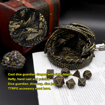 Haxtec Dragon Dice Jail Guardian DND Dice Tray Holder Dungeons and Dragons Accessories Novelty DM RPG Gift Dragon Statue Decor(A