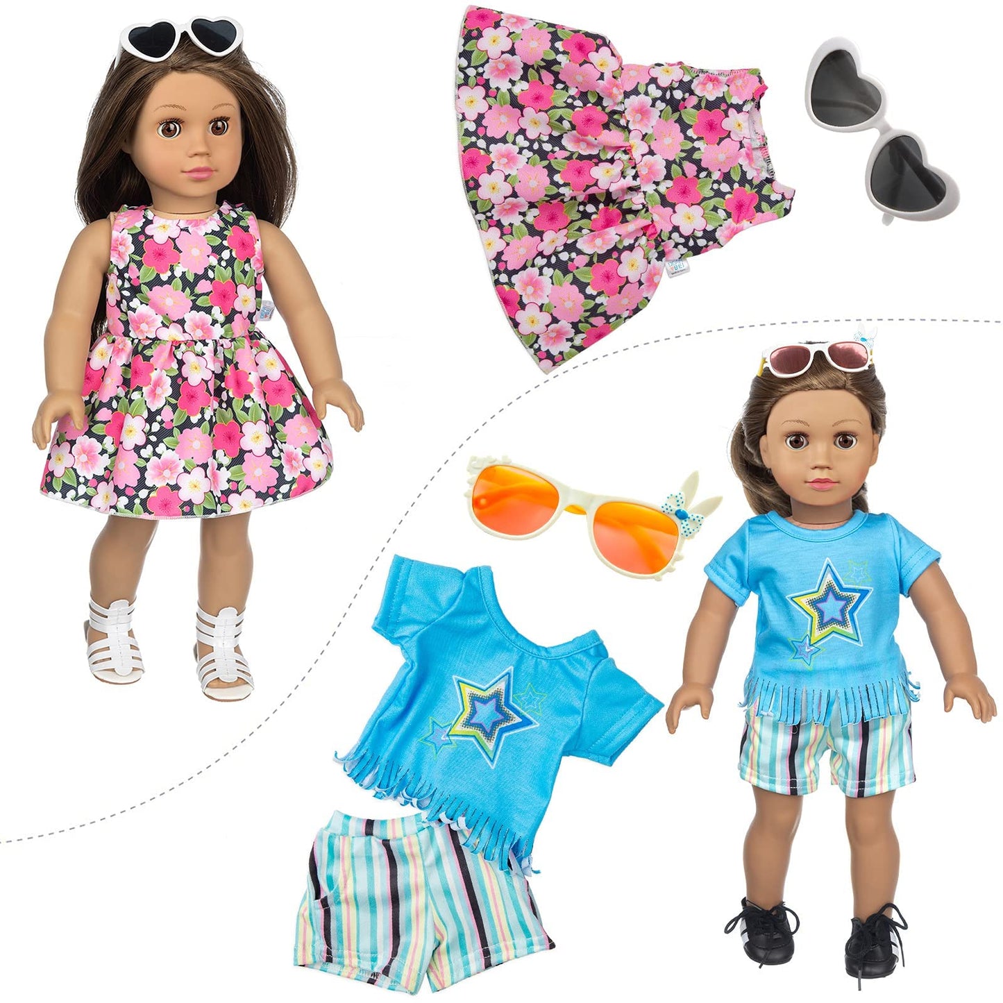 BDDOLL 23 Pcs 18 Inch Girl Doll Clothes and Accessories for 18 Inch Doll Dress with Our Generation Dolls Including 10 Complete S