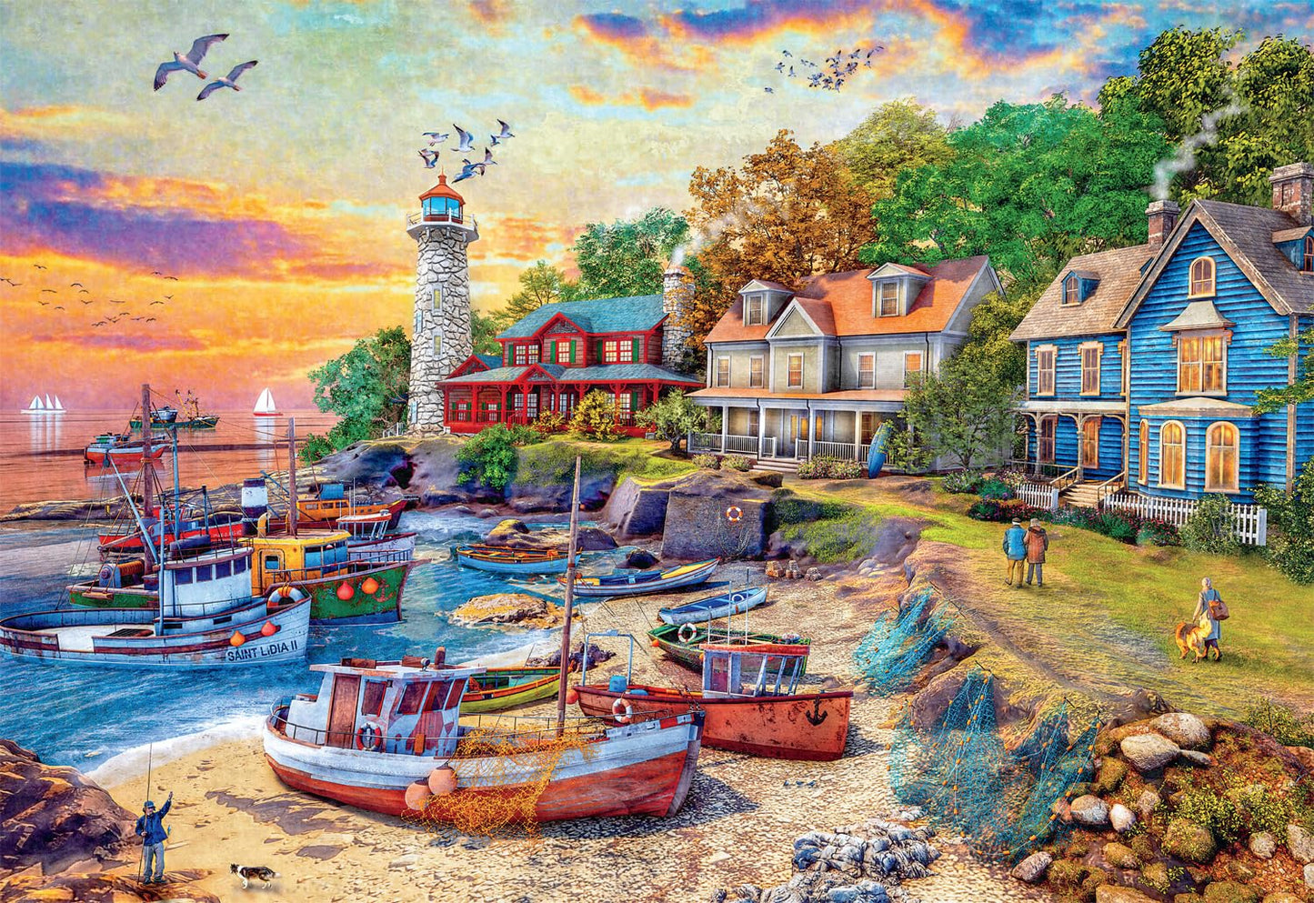 Buffalo Games 2000 Piece Jigsaw Puzzle - American Harbor Town, Large, Multicolor, Model 2136, Perfect for Game Nights