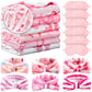 18 Pcs Sleepover Party Supplies for Girls, 6 Different Style Pink Bow Blanket 6 Coral Fleece Bow Spa Headband 6 Plush Pink Eye M