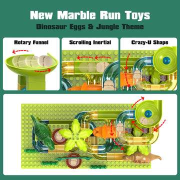 Jixin Dinosaur Marble Runs For Kids 4-8/Building Blocks Compatible With Duplo Lego Sets/Toddler Marble Run For Kids Ages 3-5/125