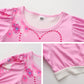 Ruuyiicoco 7 Pcs Pink Rise Costume For Girls Red Princess Dress With Wig (Pink, 5-6 Years)