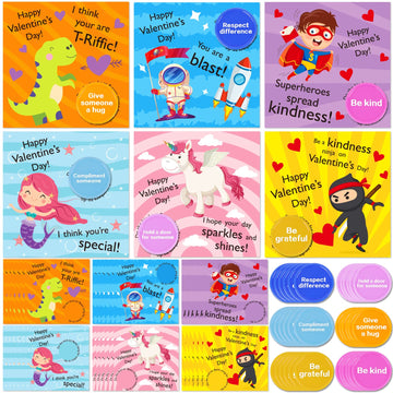 36 Pack Valentines Day Gift Cards for Kids Valentine Kindness Cards with Envelopes and Tokens for Valentine Party Favors, Schoo