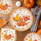 LINHAXM 168 PCS Thanksgiving Fall Party Supplies Autumn Pumpkin Tableware Set Includes Paper Plates, Napkins, Cups, Cutlery for