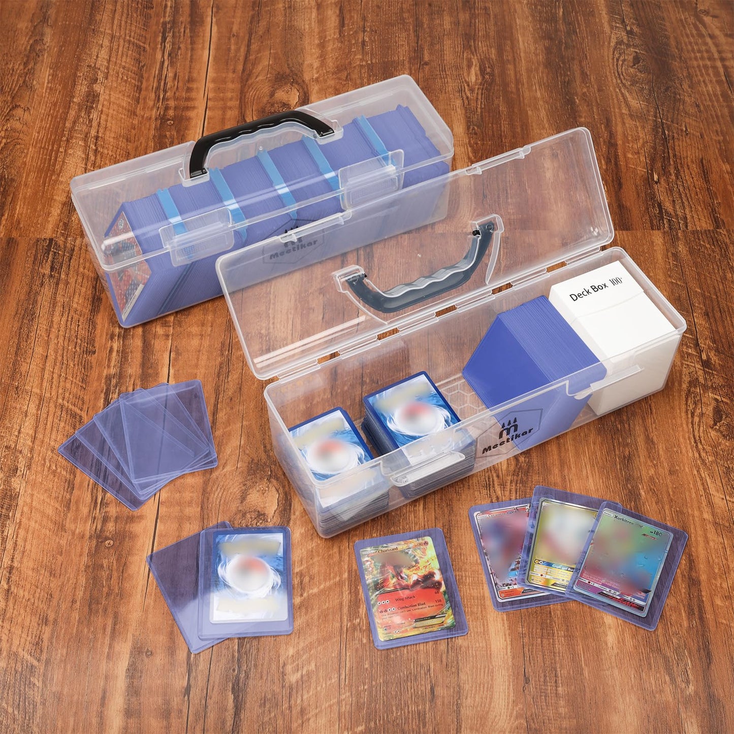 Meetikar Trading Card Storage Box Compatible with 200+ Toploaders 1000+ Magic Commander, Yugioh, TCG Cards, Toploader Storage Bo