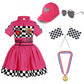 Gortykor Girls Race Car Driver Costume Racer Dress Costume For Girls Halloween Racer Cosplay Dress Up (9-10 Years)