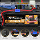 Nihewo 2Packs 2S Lipo Battery Pack, 7.4V 7500mAh RC Battery 100C Hard Case Lipos EC5 Connector Compatible with Arrma Axial 1/8 1