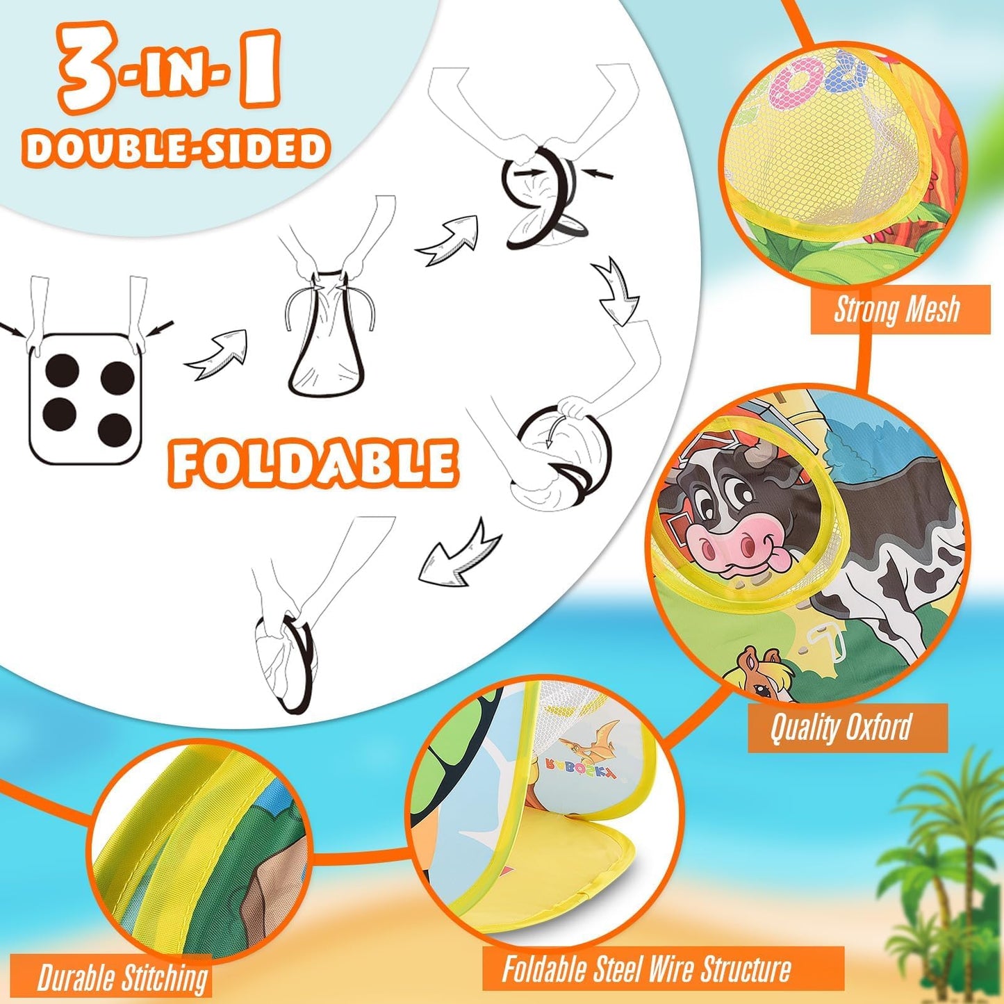 RaboSky Farm Animal Toys for Toddlers, Bean Bag Toss Games, Perfect Birthday Gift for Boys & Girls Ages 1-5, Outdoor Play Activities