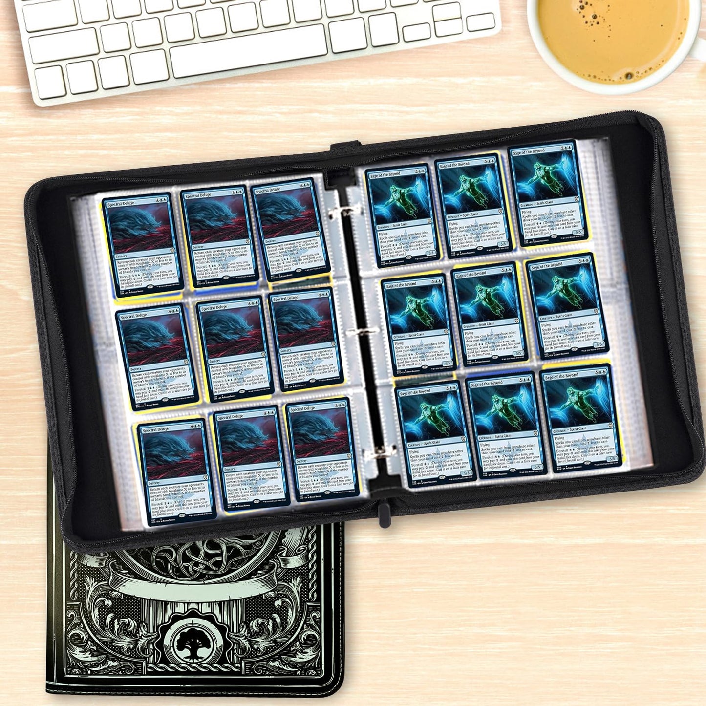 MTGPRO 9 Pocket Card Binder Trading Card Binder enhanced 720 Double PU Card Collection Binder with Sleeves Card Folder for MTG  TCG  Sports Cards(Black)