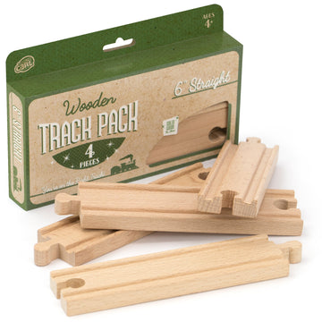 Conductor Carl Wood Train Track Expansion Packs Compatible with Most Train Tracks 6'' Straight Tracks -1 Count (Pack of 4)