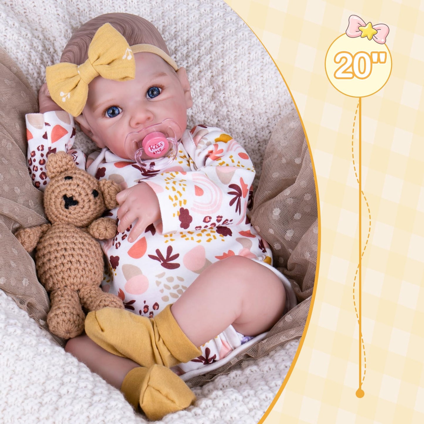 Aori Lifelike Reborn Baby Dolls - 20-inch Realistic Newborn Girls Doll That Look Real  Nice Gift Set for Kids  Parents-to-be  Grandparents