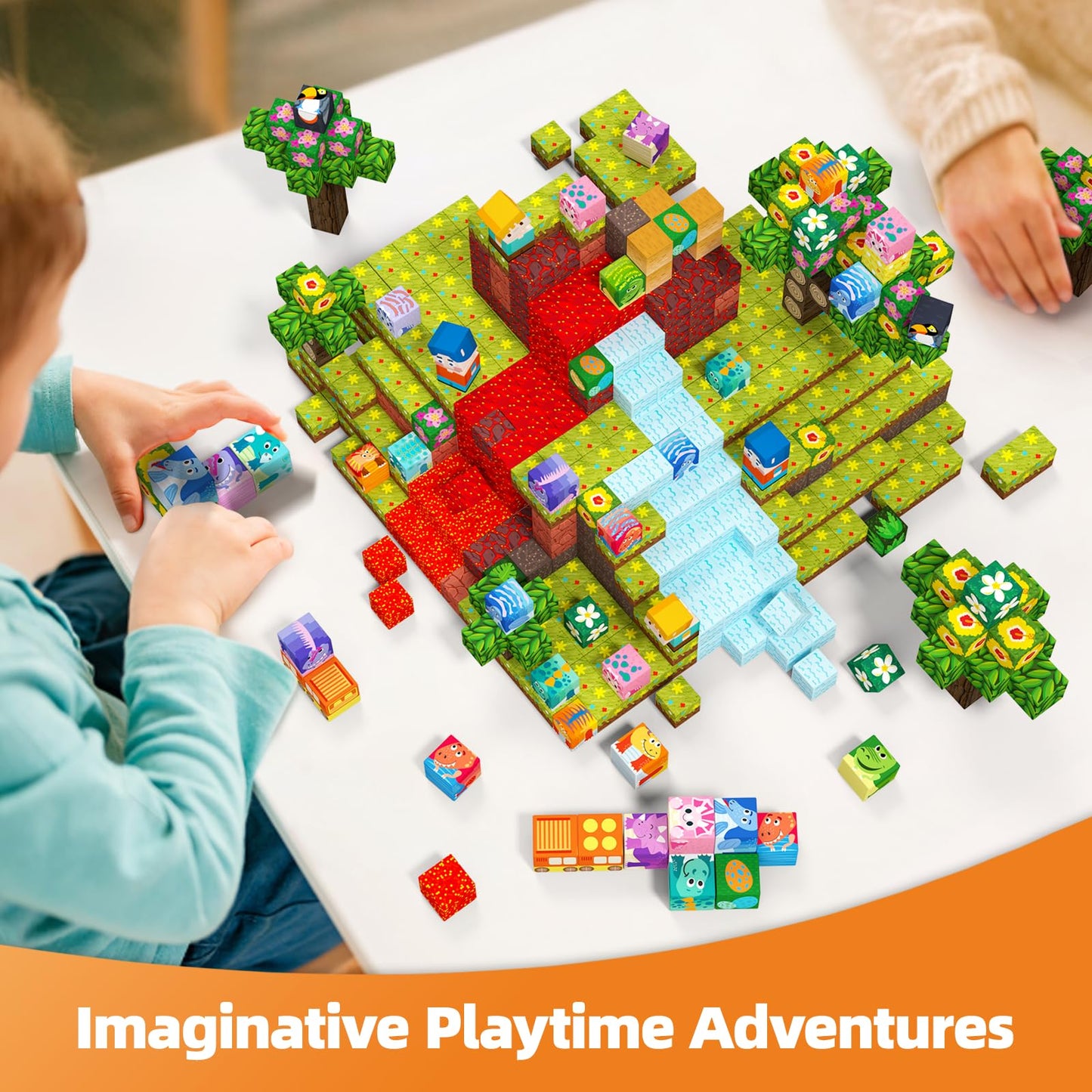 Gobidex 100Pcs Magnetic Building Blocks Volcano Dinosaur Set For Toddler, Sensory Stem Toys For Kids Ages 3-5 5-7 4-8, Birthday