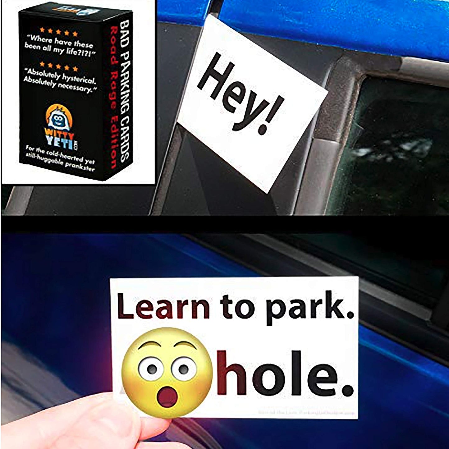 Witty Yeti Insulting, Hilarious Bad Parking Cards 4 Pack. 200 Card Set With 40 Designs Perfect For Shaming Awful Drivers. Funny Road Rage Business Card, Gag Gift, Prank Insult, White Elephant Novelty