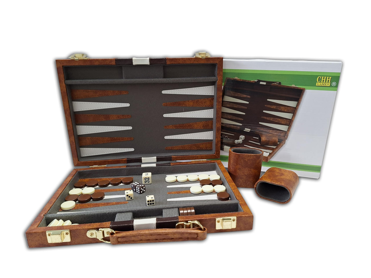 Chh Vinyl With Ripes Backagammon Set, Brown, 11'