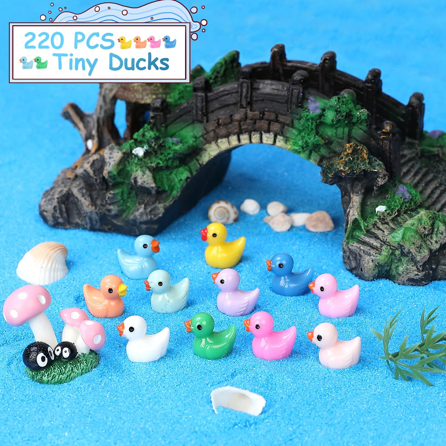 JIUZHU 220 Pcs Mini Resin Duck Birthday Party Miniature Figure Landscape Aquarium DIY Decoration Bonsai Interior Christmas Fairy