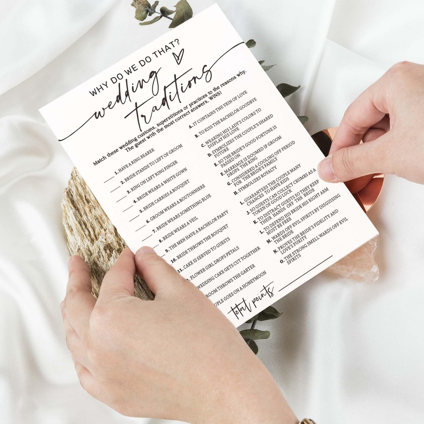 Wedding Shower Games Cards, Wedding Traditions Why Do We Do That, 25 Game Cards with 1 Answer Card, Engagement Party Wedding Gam