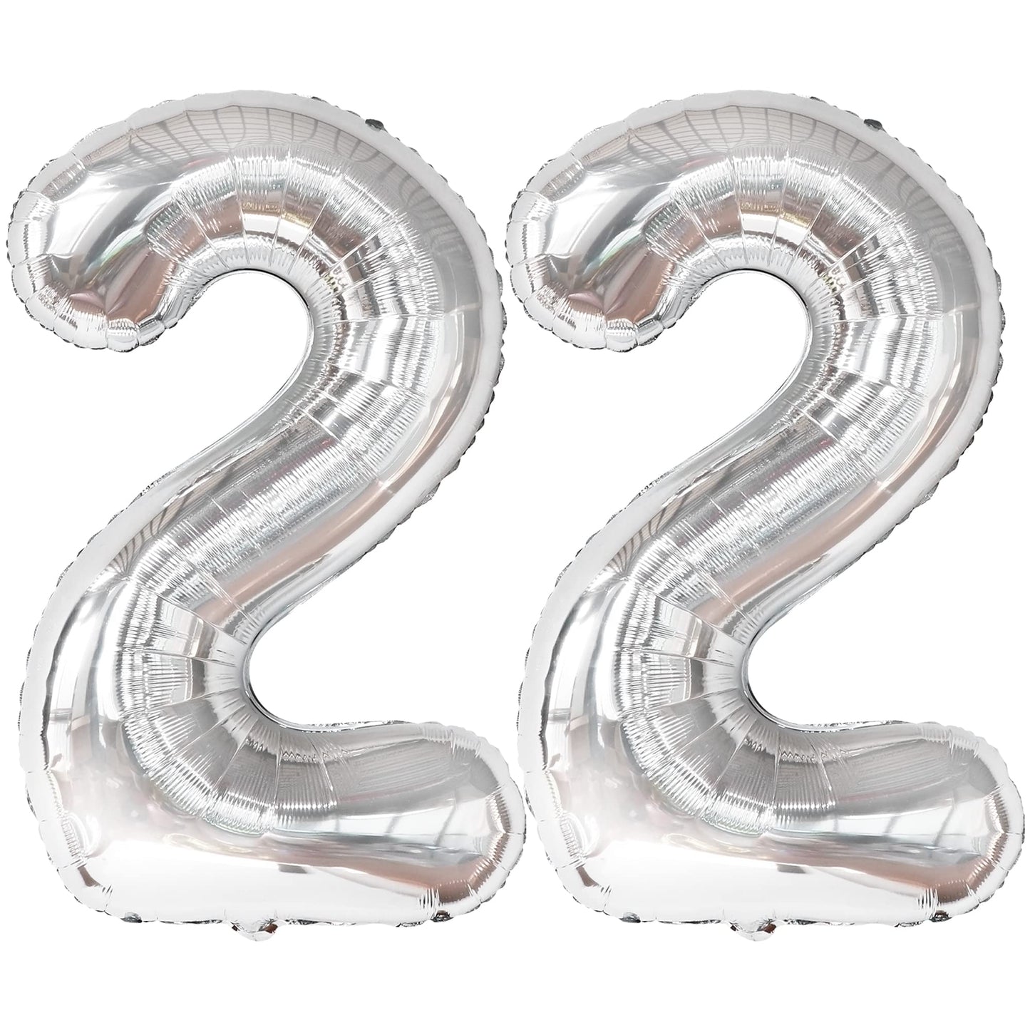 Giant, 40 Inch Silver 22 Balloon Number - 22Nd Birthday Balloons | Mylar 22 Silver Balloons For 22Nd Birthday Decorations | Silver 22 Balloons, Happy 22 Birthday Decorations | 22 Birthday Balloons
