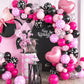 Pink Black Balloon Arch Kit, Mini Mouse Balloon Arch Kit, Pink And Black Polka Dot Balloons Mini Mouse Theme Party Decorations,