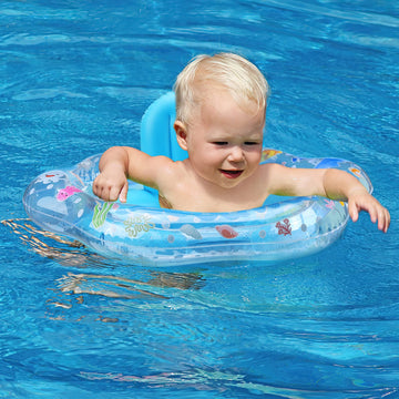 Zooawa Baby Swimming Float, Baby Floats For Pool With Safety Seat, Infant Baby Pool Float No Flip Thicken Swim Training For Baby
