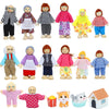 ONEST 18 Pieces Wooden Dollhouse Family Set Mini People Figures Dog Cat Sets Dollhouses Dolls Wooden Doll Family Pretend Play Fi