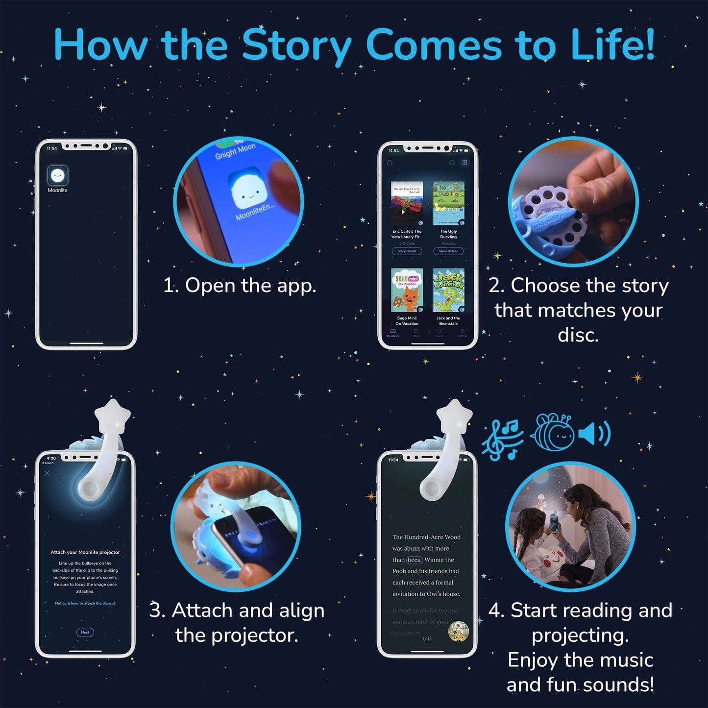 Moonlite Storybook Reels For Flashlight Projector, Kids Toddler | Mr. Strong | Single Reel Pack Story For 12 Months And Up