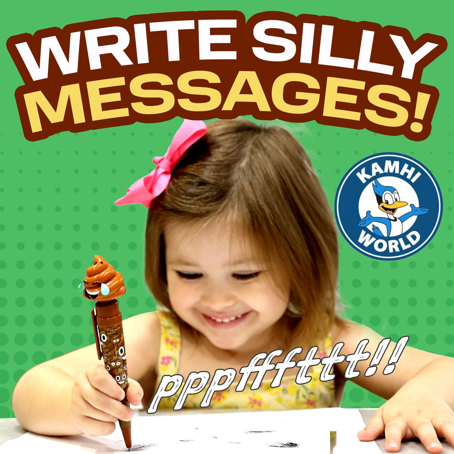 Kamhi World Farting Poop Pen Makes 7 Funny Fart Sounds - Perfect Novelty Gift For Kids, Teens & Boys - Functioning Pen & Prank Toy For The Entire Family, Fun Fart Pen Gag Gifts With Big Laughs