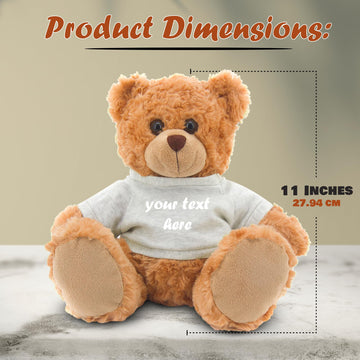 Plushland Teddy Bear 11 Inch, Stuffed Animal Personalized Gift - Great Present For Mothers Day, Valentine, Graduation, Birthday,Anniversary, Get Well,Christmas (Mocha Bear, Gray)