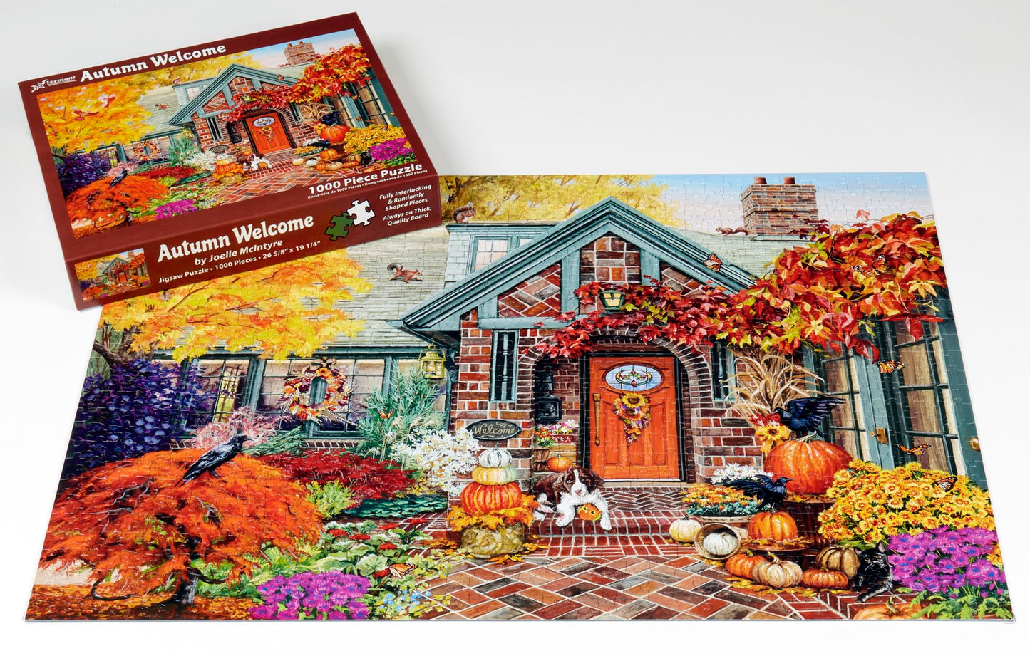 Vermont Christmas Company 1000 Piece Autumn Welcome Jigsaw Puzzle - Copper Material, VC1204 Model