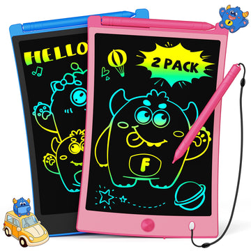 TEKFUN Kids Toys, 2Pcs LCD Writing Tablet with 4 Stylus, 8.5in Erasable Doodle Board Mess Free Drawing Pad for Kids, Car Trip Ed