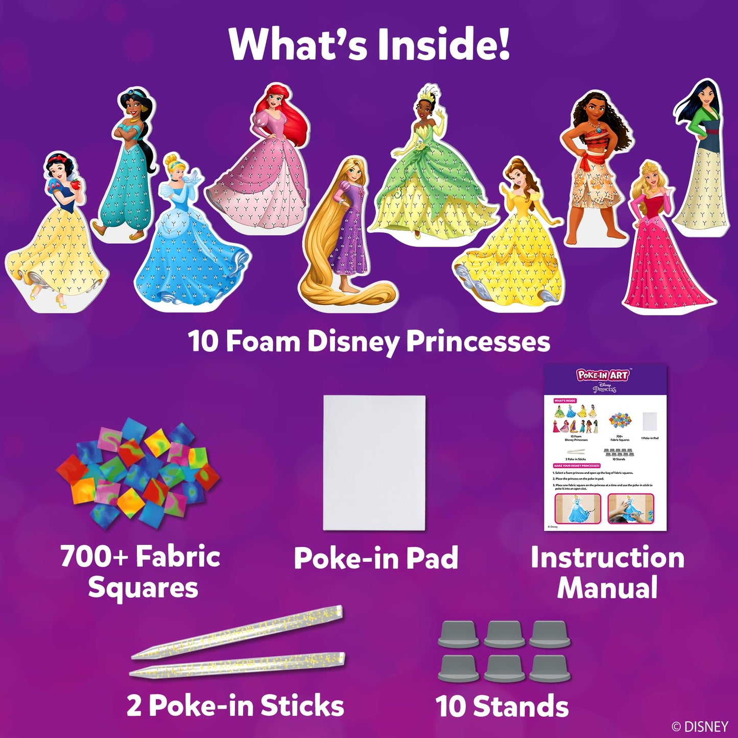 Skillmatics Poke-in Art - Disney Princesses, Mess-Free Fun for Kids, DIY Wood Craft Kits, Creative Activity, Gifts for Girls Age