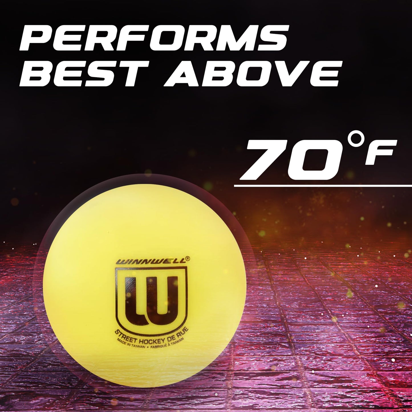 Winnwell Yellow 50 Gram Soft Density Street Hockey Balls - 3 Pack with Mesh Bag