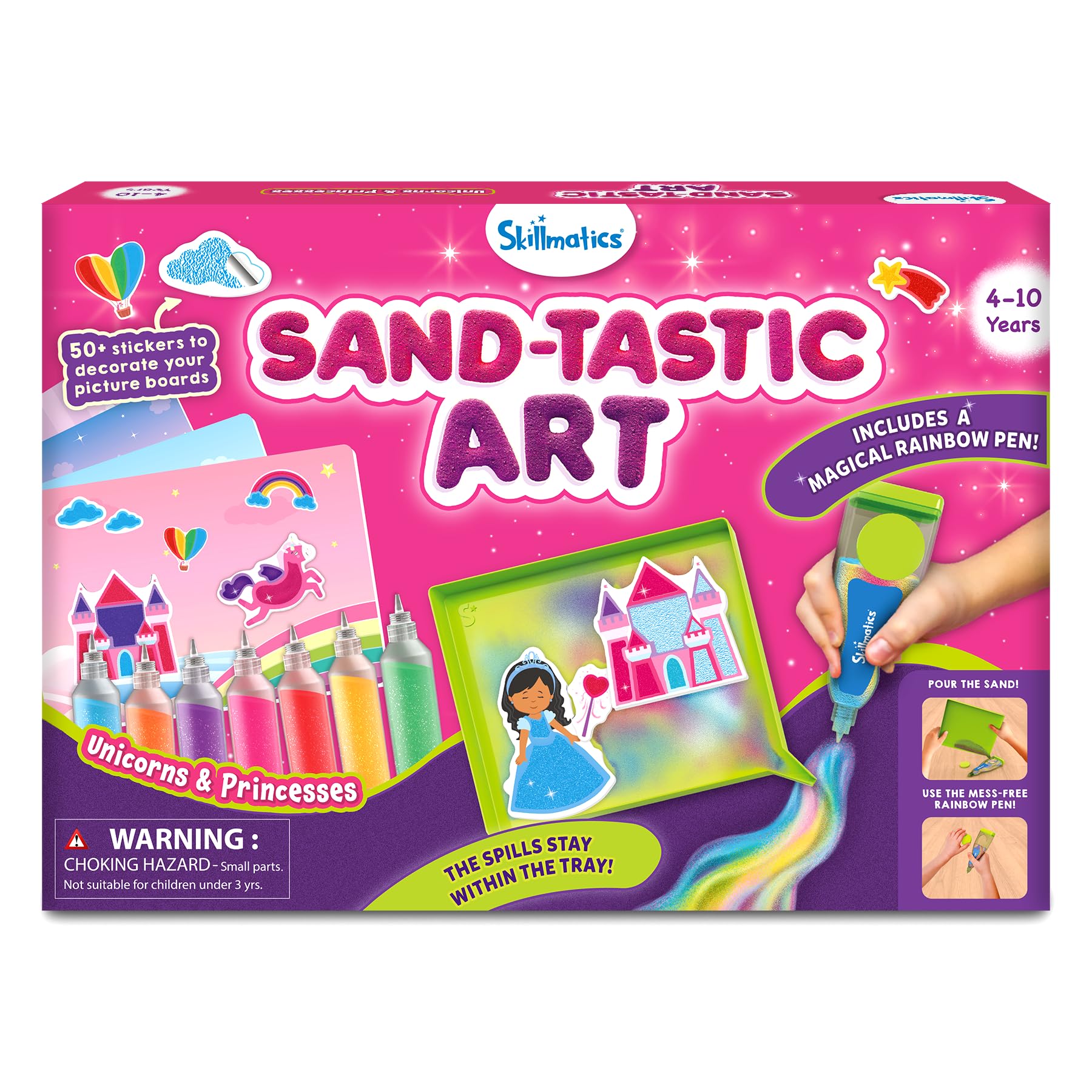 Skillmatics Sand Art Activity - Mess-Controlled DIY Unicorn & Princess Craft Kit with 50+ Colorful Stickers, Creative & Fun Hand