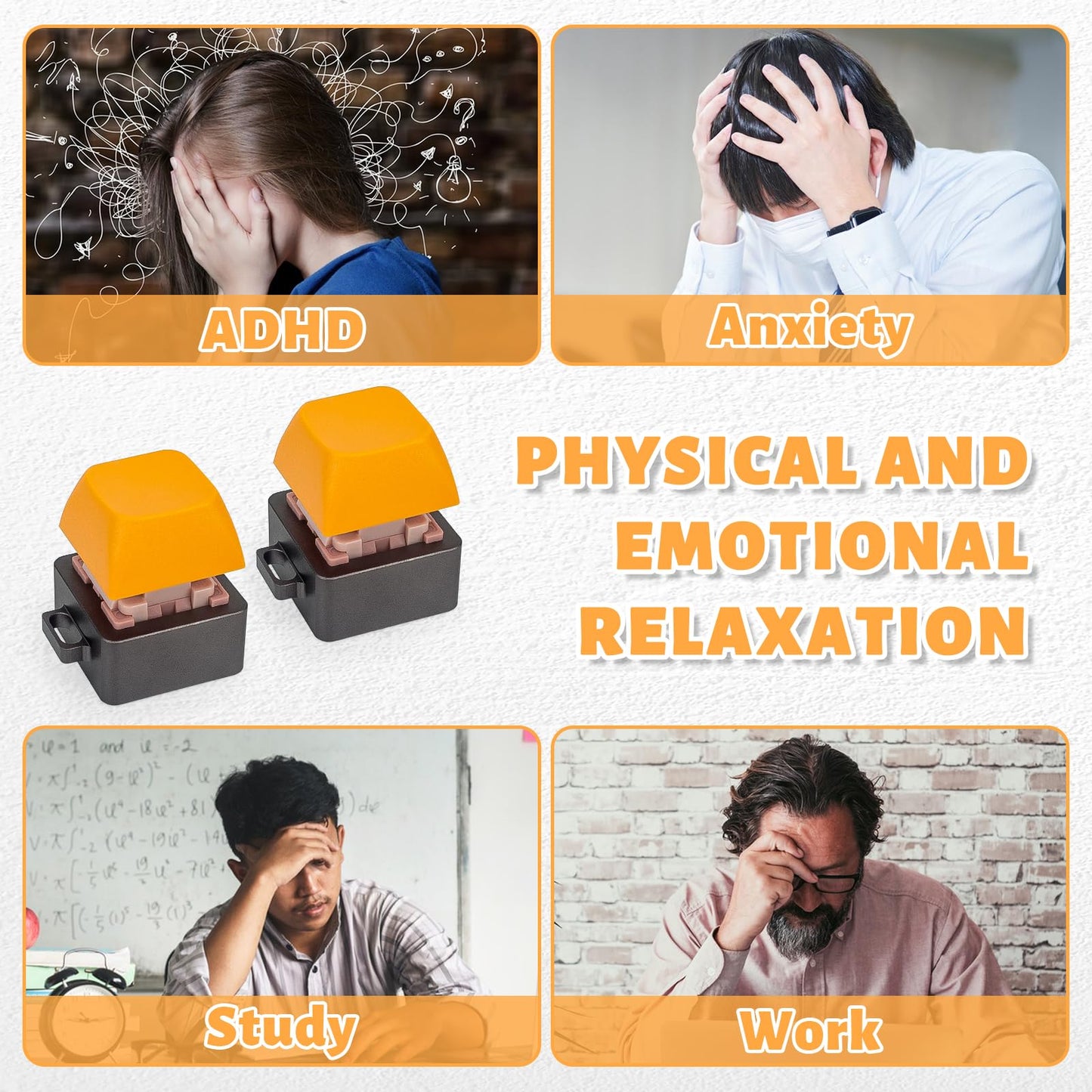 Byhoo 2 PCS Aluminum Alloy Keyboard Fidget, Lightweight Keyboard Clicker Fidget, Silent Mechanical Keycap Fidget Toy for Library