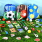 Fulmoon 140 Pcs Sports Party Favors Include Sports Drawstring Bag Mini Foam Sports Balls Bendable Pencil Sport Wristband Keychai