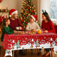 Staraise 3PCS Christmas Tablecloth, Red Rectangular Plastic Christmas Tablecloth, Winter Snowflake Snowman and Santa Claus Dispo