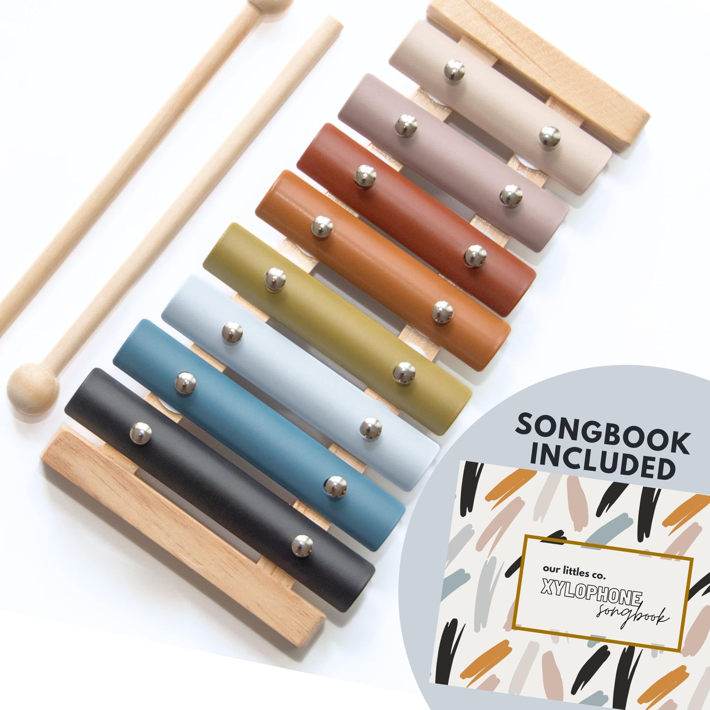 Our Littles Co Neutral Xylophone Instrument | Montessori Musical Toy For Toddlers & Kids Song Book | Educational Developmental S
