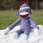 Plushland Adorable Blue Sock Monkey, The Original Traditional Hand Knitted Stuffed Animal Puppet 20 Inches