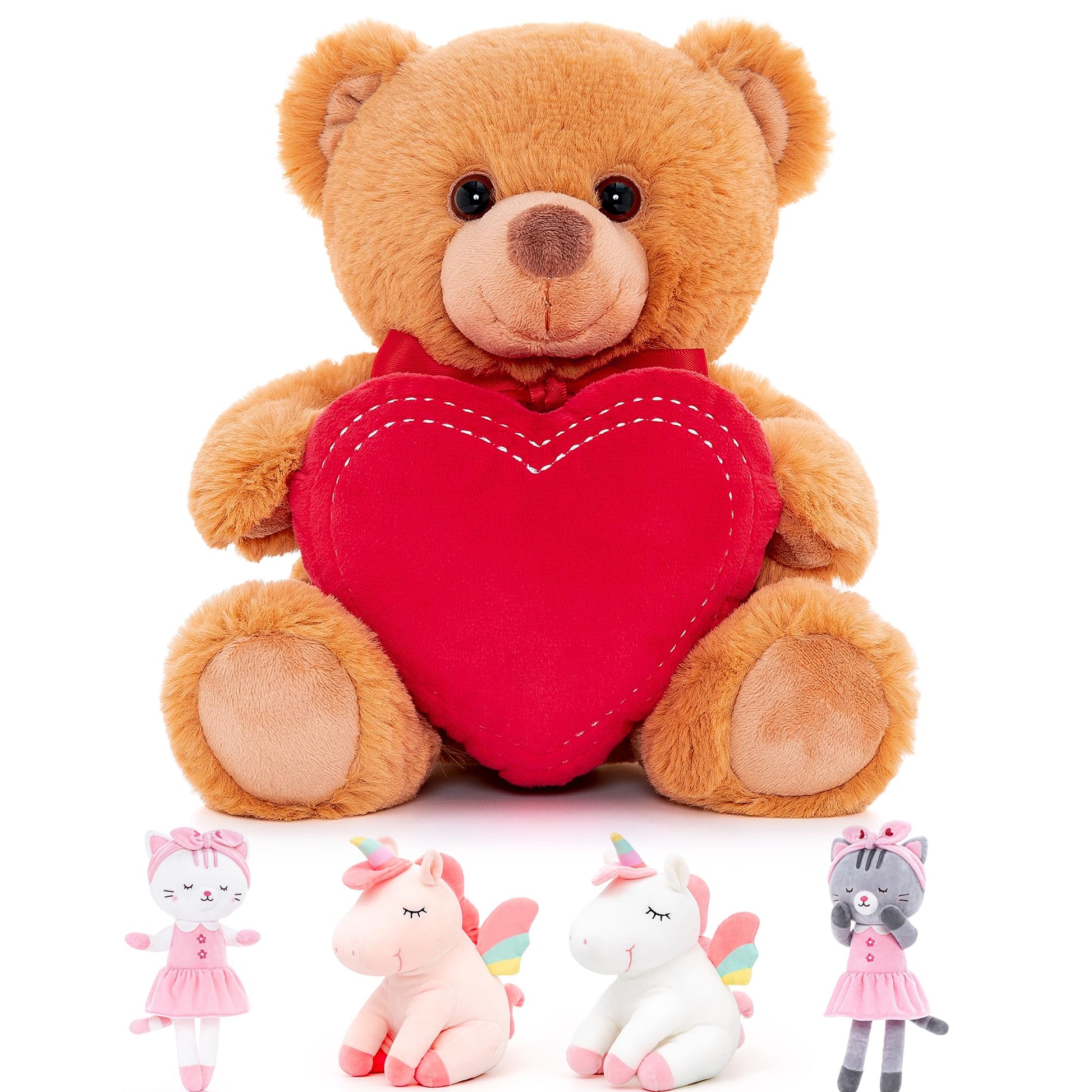 Stuffed Animal Teddy Bear  Holding Love Heart Plush Bears  I Love You Mom  Valentine's Day Gift  Love Gift for Mom  Girlfriends  Baby  8 inches