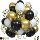 Paready Black Gold Balloons, 60 Pcs Black White Party Balloons 12 Inch Metallic Gold And White Latex Balloons Gold Black Confett
