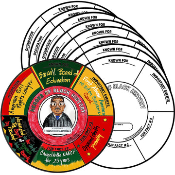Harloon 50 Pcs Color Your Own Black History Month Hero Crafts Educational DIY Coloring Wheel Crafts Posters for Black History De
