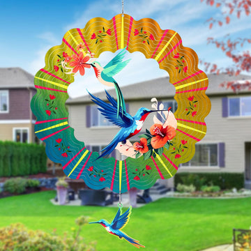 Hummingbird Metal Wind Spinners, Hummingbird Gifts For Women Mom Grandma Wife Men, 12 Inch 3D Stainless Steel Hanging Wind Spinn